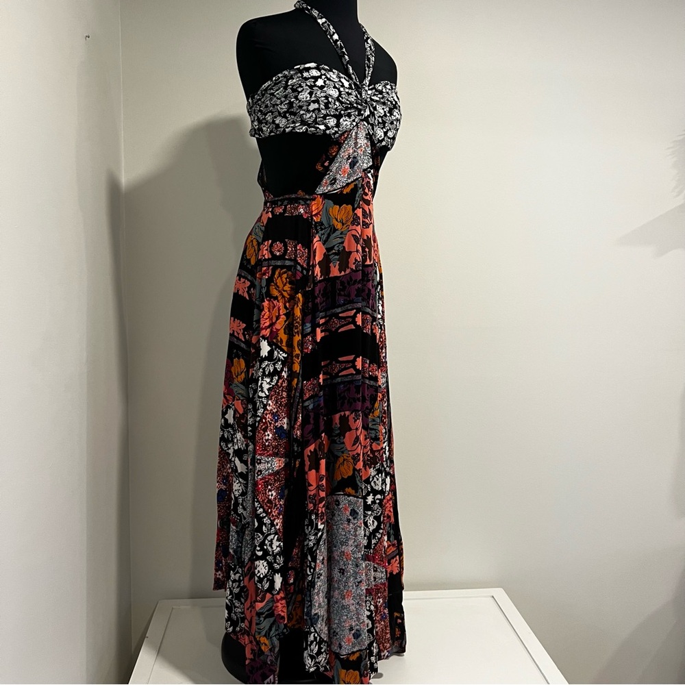 Free People Patchwork Maxi Dress in Black, Pink, Orange and Purple - Picture 9 of 16